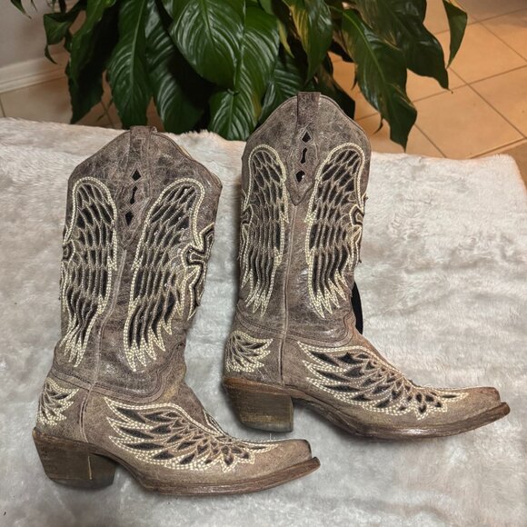 Corral Women's Cowgirl Boots, Wing and Cross Design Size 6.5M - Picture 8 of 10